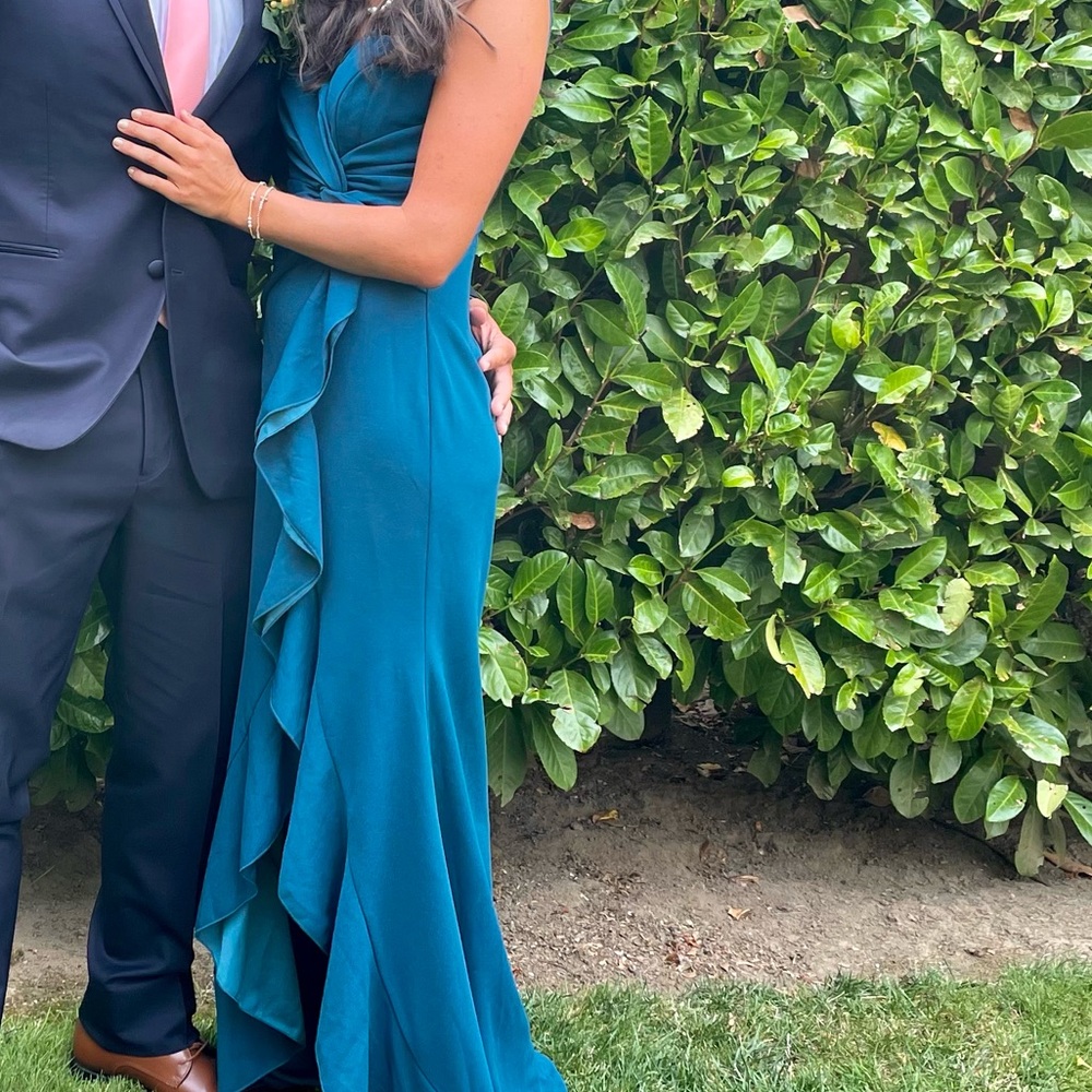 Blue stretchy formal dress worn one time